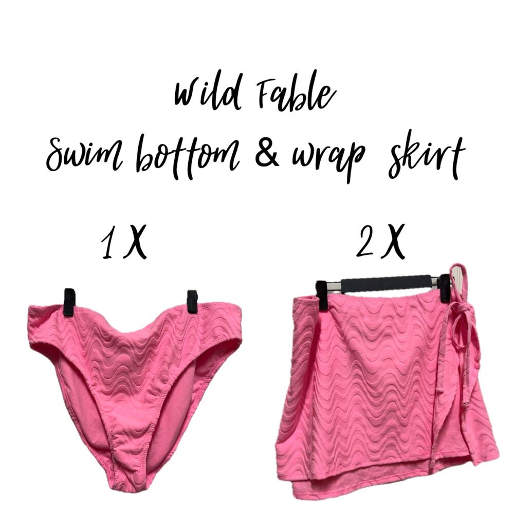 NWT Wild Fable Pink Textured swim bottom and wrap skirt 1X/2X